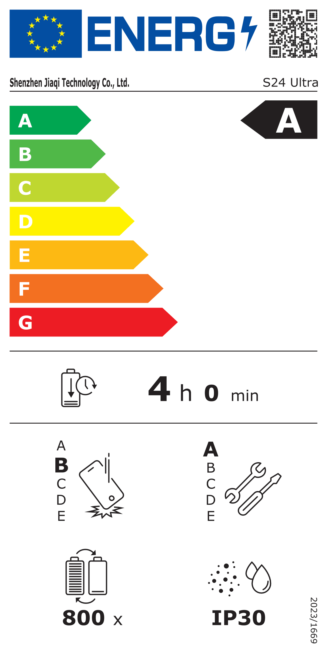 Galaxy S24 Ultra energiamerkintä ja tekniset tiedot