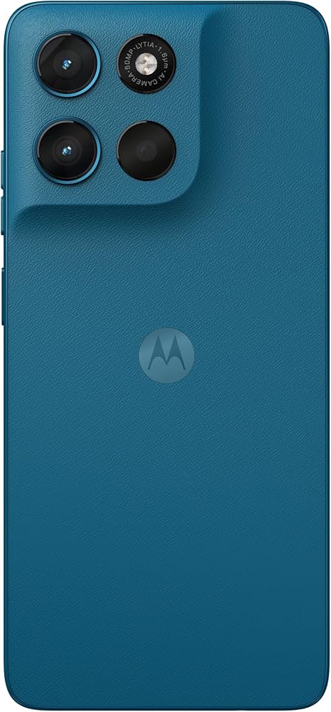 Camera island on Moto G57 in Pantone Corsair