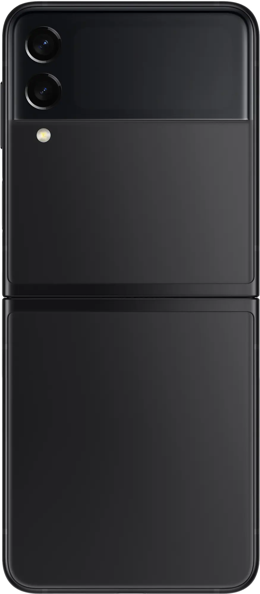 Galaxy Z Flip3:n takaosa, joka näyttää elegantin mustan suoritusvalmistuksen